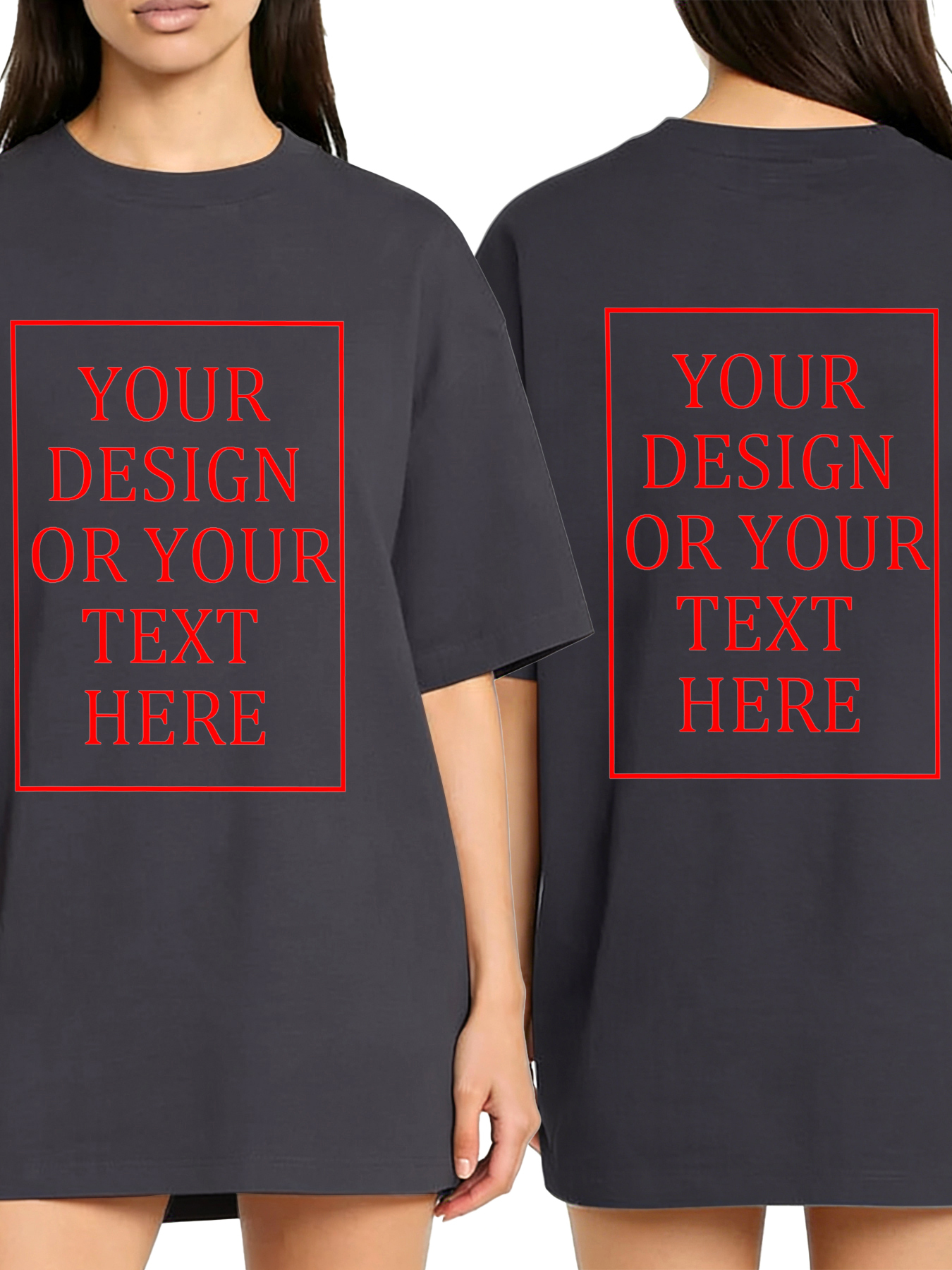 Women's Custom Short-Sleeve T-Shirt - Add Your Own Photo/Text Double-Sided Design | 100% Cotton | Machine Washable Crew Neck Short-Sleeve T-Shirt, Ideal for Company Team Building Attire, Work Shirts, and Holiday Gifts. Personalized Short-Sleeve T-Shirt.