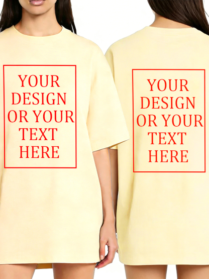 Women's Custom Short-Sleeve T-Shirt - Add Your Own Photo/Text Double-Sided Design | 100% Cotton | Machine Washable Crew Neck Short-Sleeve T-Shirt, Ideal for Company Team Building Attire, Work Shirts, and Holiday Gifts. Personalized Short-Sleeve T-Shirt.