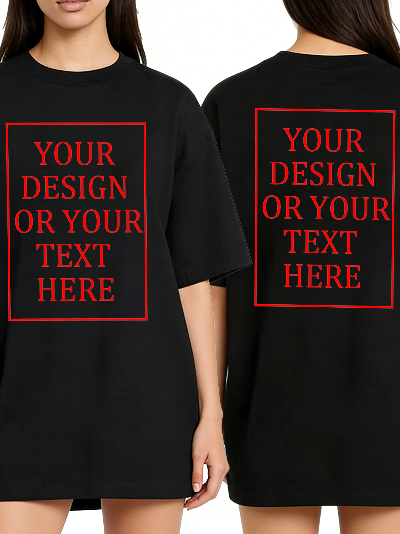 Women's Custom Short-Sleeve T-Shirt - Add Your Own Photo/Text Double-Sided Design | 100% Cotton | Machine Washable Crew Neck Short-Sleeve T-Shirt, Ideal for Company Team Building Attire, Work Shirts, and Holiday Gifts. Personalized Short-Sleeve T-Shirt.