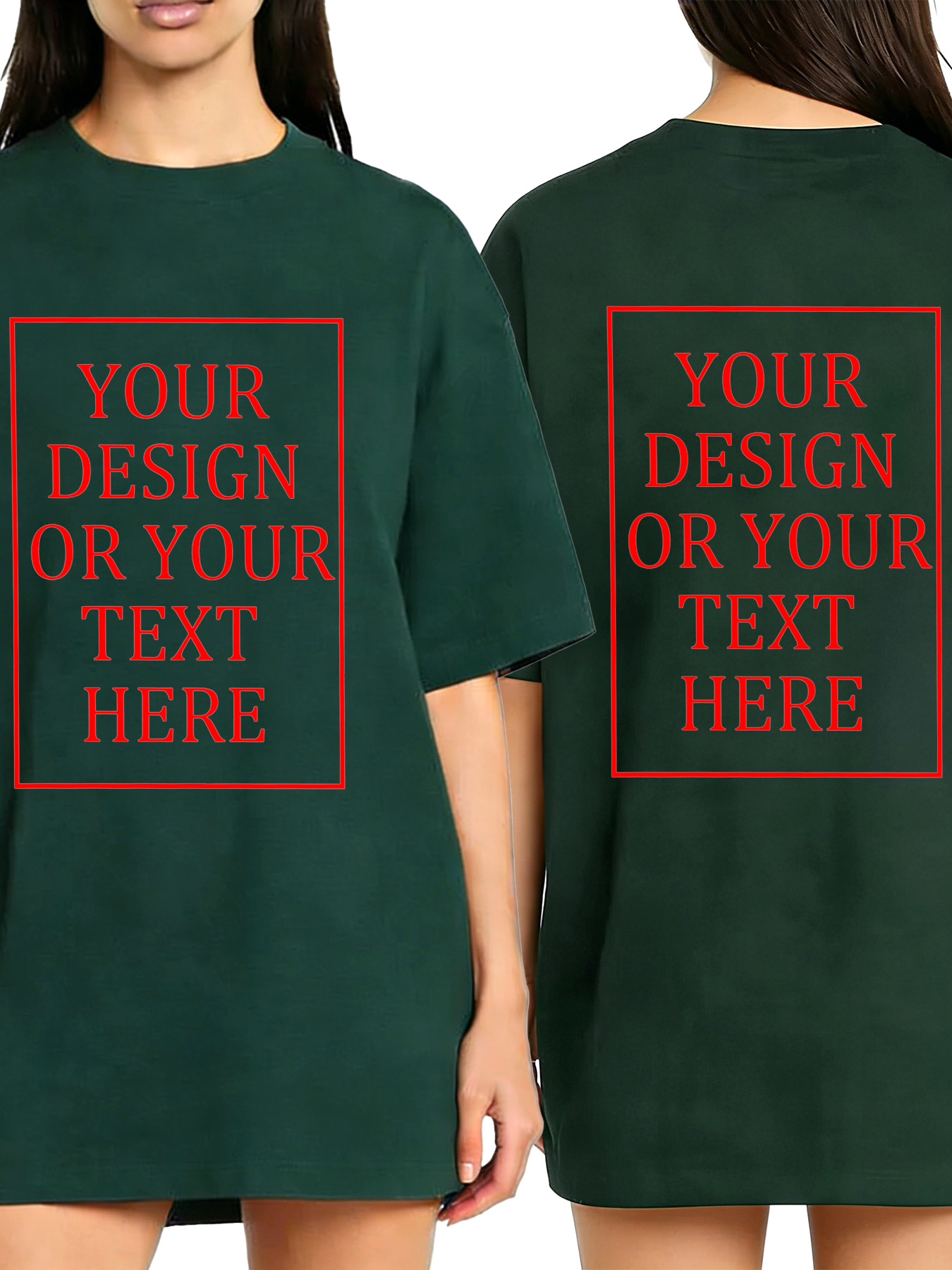 Women's Custom Short-Sleeve T-Shirt - Add Your Own Photo/Text Double-Sided Design | 100% Cotton | Machine Washable Crew Neck Short-Sleeve T-Shirt, Ideal for Company Team Building Attire, Work Shirts, and Holiday Gifts. Personalized Short-Sleeve T-Shirt.