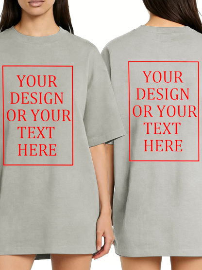 Women's Custom Short-Sleeve T-Shirt - Add Your Own Photo/Text Double-Sided Design | 100% Cotton | Machine Washable Crew Neck Short-Sleeve T-Shirt, Ideal for Company Team Building Attire, Work Shirts, and Holiday Gifts. Personalized Short-Sleeve T-Shirt.