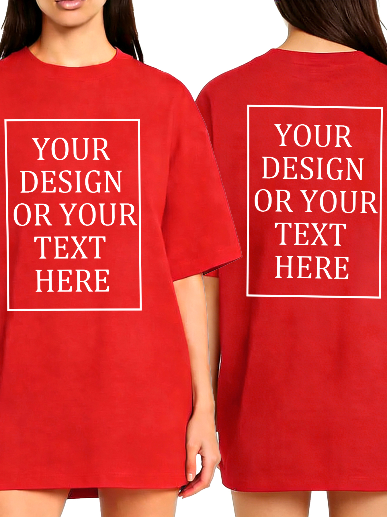 Women's Custom Short-Sleeve T-Shirt - Add Your Own Photo/Text Double-Sided Design | 100% Cotton | Machine Washable Crew Neck Short-Sleeve T-Shirt, Ideal for Company Team Building Attire, Work Shirts, and Holiday Gifts. Personalized Short-Sleeve T-Shirt.