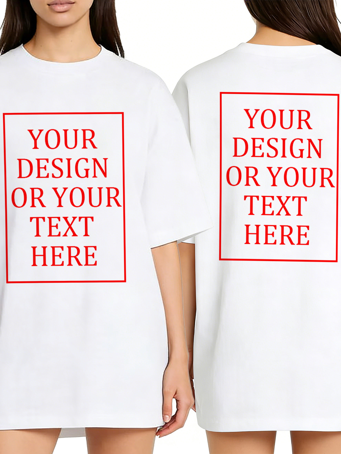 Women's Custom Short-Sleeve T-Shirt - Add Your Own Photo/Text Double-Sided Design | 100% Cotton | Machine Washable Crew Neck Short-Sleeve T-Shirt, Ideal for Company Team Building Attire, Work Shirts, and Holiday Gifts. Personalized Short-Sleeve T-Shirt.