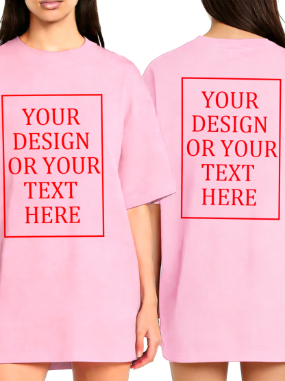 Women's Custom Short-Sleeve T-Shirt - Add Your Own Photo/Text Double-Sided Design | 100% Cotton | Machine Washable Crew Neck Short-Sleeve T-Shirt, Ideal for Company Team Building Attire, Work Shirts, and Holiday Gifts. Personalized Short-Sleeve T-Shirt.