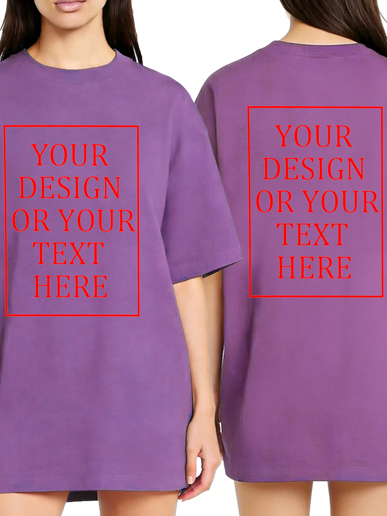 Women's Custom Short-Sleeve T-Shirt - Add Your Own Photo/Text Double-Sided Design | 100% Cotton | Machine Washable Crew Neck Short-Sleeve T-Shirt, Ideal for Company Team Building Attire, Work Shirts, and Holiday Gifts. Personalized Short-Sleeve T-Shirt.