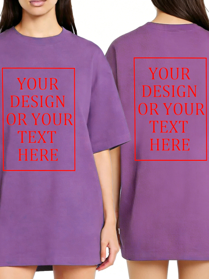 Women's Custom Short-Sleeve T-Shirt - Add Your Own Photo/Text Double-Sided Design | 100% Cotton | Machine Washable Crew Neck Short-Sleeve T-Shirt, Ideal for Company Team Building Attire, Work Shirts, and Holiday Gifts. Personalized Short-Sleeve T-Shirt.