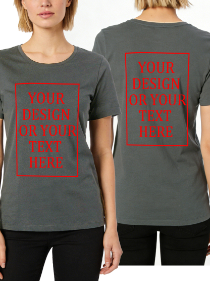 Women's Custom Short-Sleeve T-Shirt - Add Your Own Photo/Text Double-Sided Design | 100% Cotton | Machine Washable Crew Neck Short-Sleeve T-Shirt, Ideal for Company Team Building Attire, Work Shirts, and Holiday Gifts. Personalized Short-Sleeve T-Shirt.