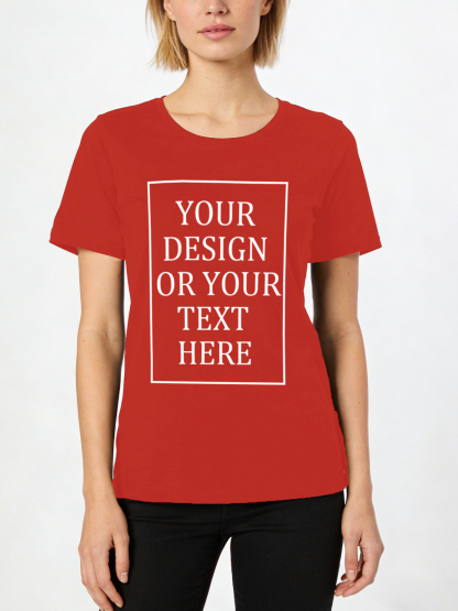 Women's Custom Short-Sleeve T-Shirt - Add Your Own Photo/Pattern/Text Design | 100% Cotton | Machine Washable Crew Neck Short-Sleeve T-Shirt, Ideal for Company Team Building Attire, Work Shirts, and Holiday Gifts. Personalized Short-Sleeve T-Shirt.