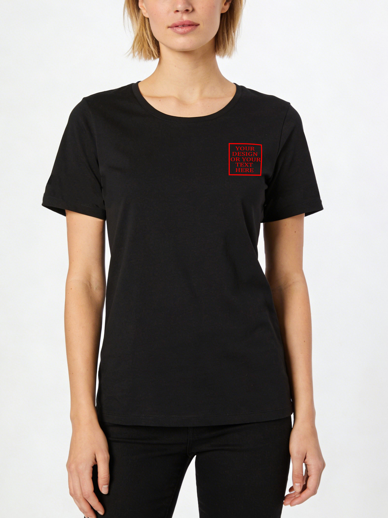 Women's Custom Short-Sleeve T-Shirt - Add Your Own Photo/Pattern/Text Design | 100% Cotton | Machine Washable Crew Neck Short-Sleeve T-Shirt, Ideal for Company Team Building Attire, Work Shirts, and Holiday Gifts. Personalized Short-Sleeve T-Shirt.