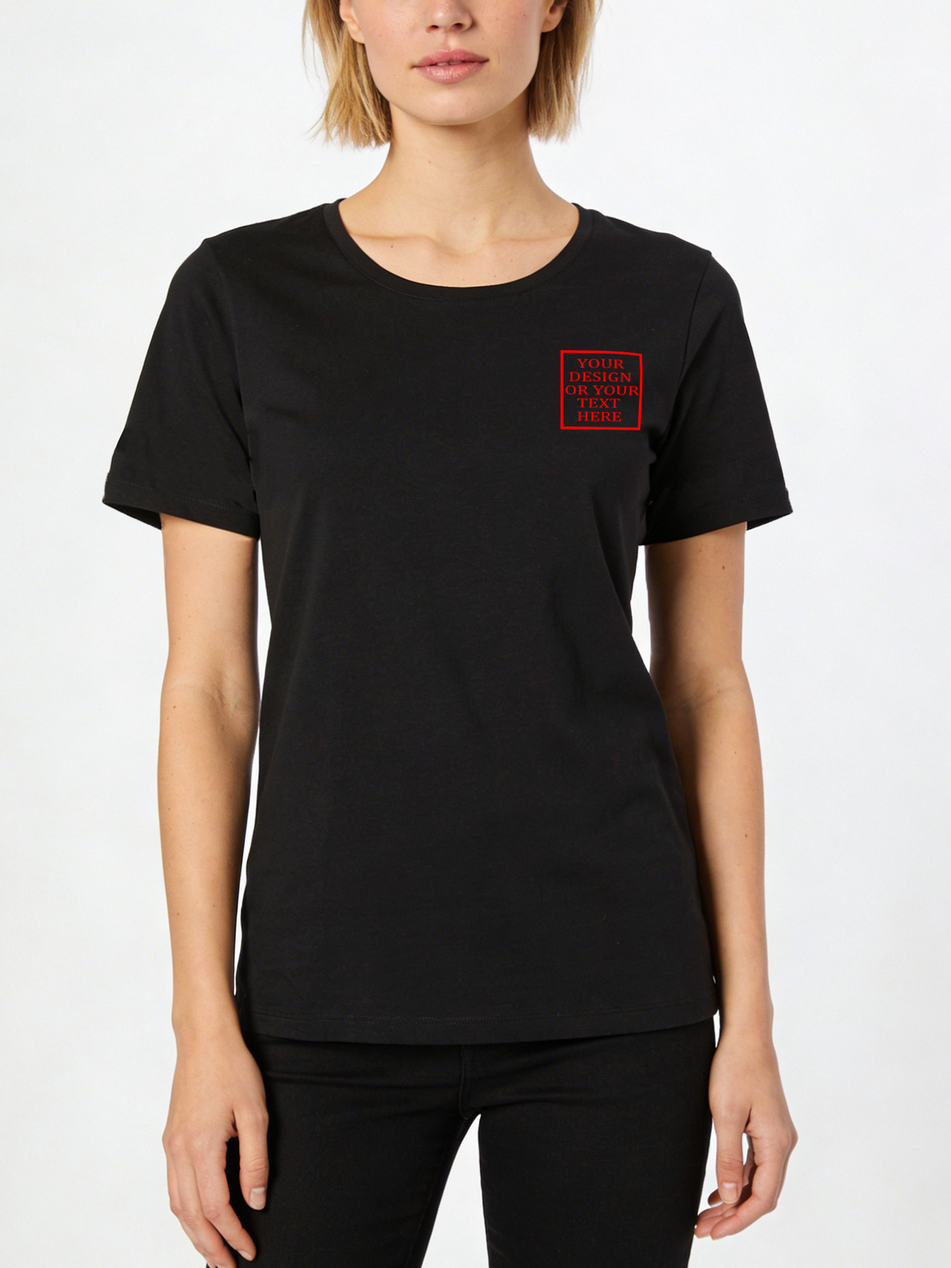 Women's Custom Short-Sleeve T-Shirt - Add Your Own Photo/Pattern/Text Design | 100% Cotton | Machine Washable Crew Neck Short-Sleeve T-Shirt, Ideal for Company Team Building Attire, Work Shirts, and Holiday Gifts. Personalized Short-Sleeve T-Shirt.