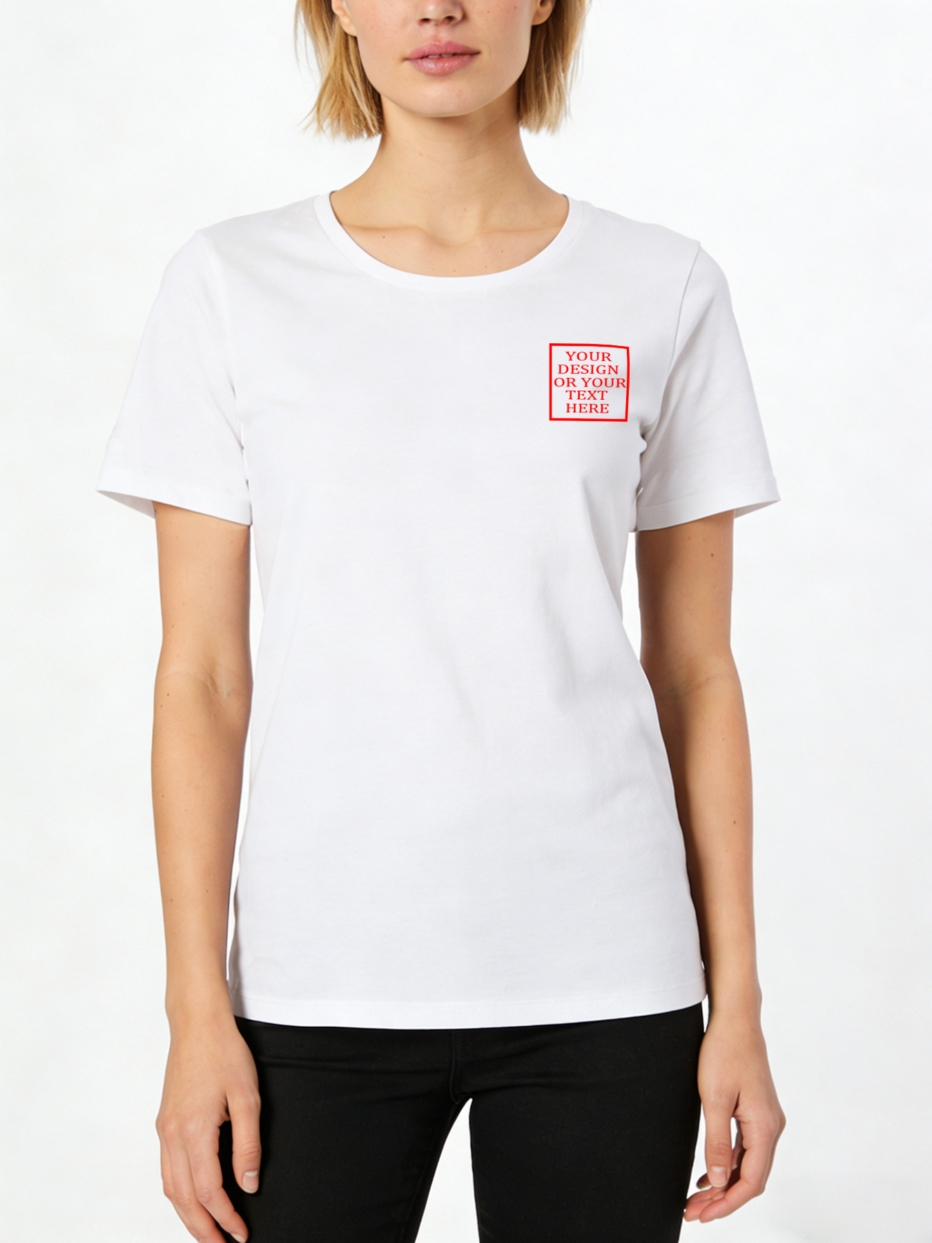 Women's Custom Short-Sleeve T-Shirt - Add Your Own Photo/Pattern/Text Design | 100% Cotton | Machine Washable Crew Neck Short-Sleeve T-Shirt, Ideal for Company Team Building Attire, Work Shirts, and Holiday Gifts. Personalized Short-Sleeve T-Shirt.