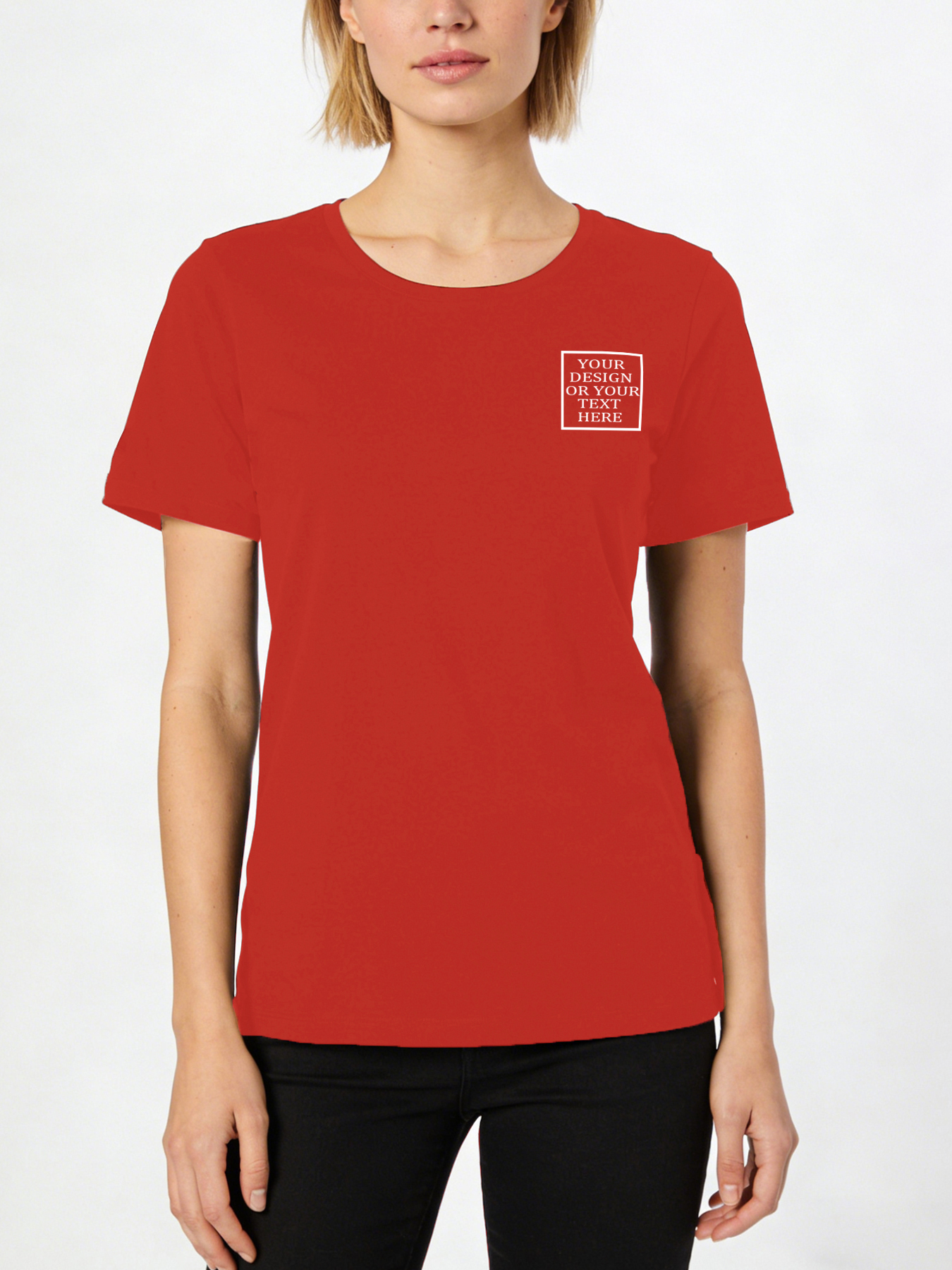 Women's Custom Short-Sleeve T-Shirt - Add Your Own Photo/Pattern/Text Design | 100% Cotton | Machine Washable Crew Neck Short-Sleeve T-Shirt, Ideal for Company Team Building Attire, Work Shirts, and Holiday Gifts. Personalized Short-Sleeve T-Shirt.