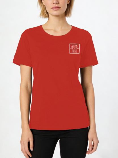 Women's Custom Short-Sleeve T-Shirt - Add Your Own Photo/Pattern/Text Design | 100% Cotton | Machine Washable Crew Neck Short-Sleeve T-Shirt, Ideal for Company Team Building Attire, Work Shirts, and Holiday Gifts. Personalized Short-Sleeve T-Shirt.
