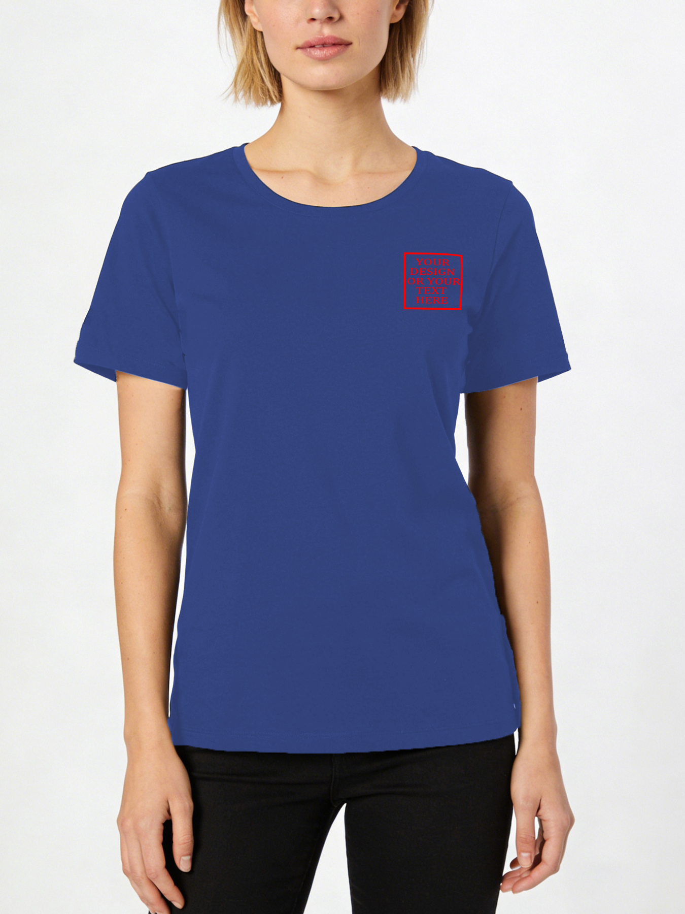 Women's Custom Short-Sleeve T-Shirt - Add Your Own Photo/Pattern/Text Design | 100% Cotton | Machine Washable Crew Neck Short-Sleeve T-Shirt, Ideal for Company Team Building Attire, Work Shirts, and Holiday Gifts. Personalized Short-Sleeve T-Shirt.