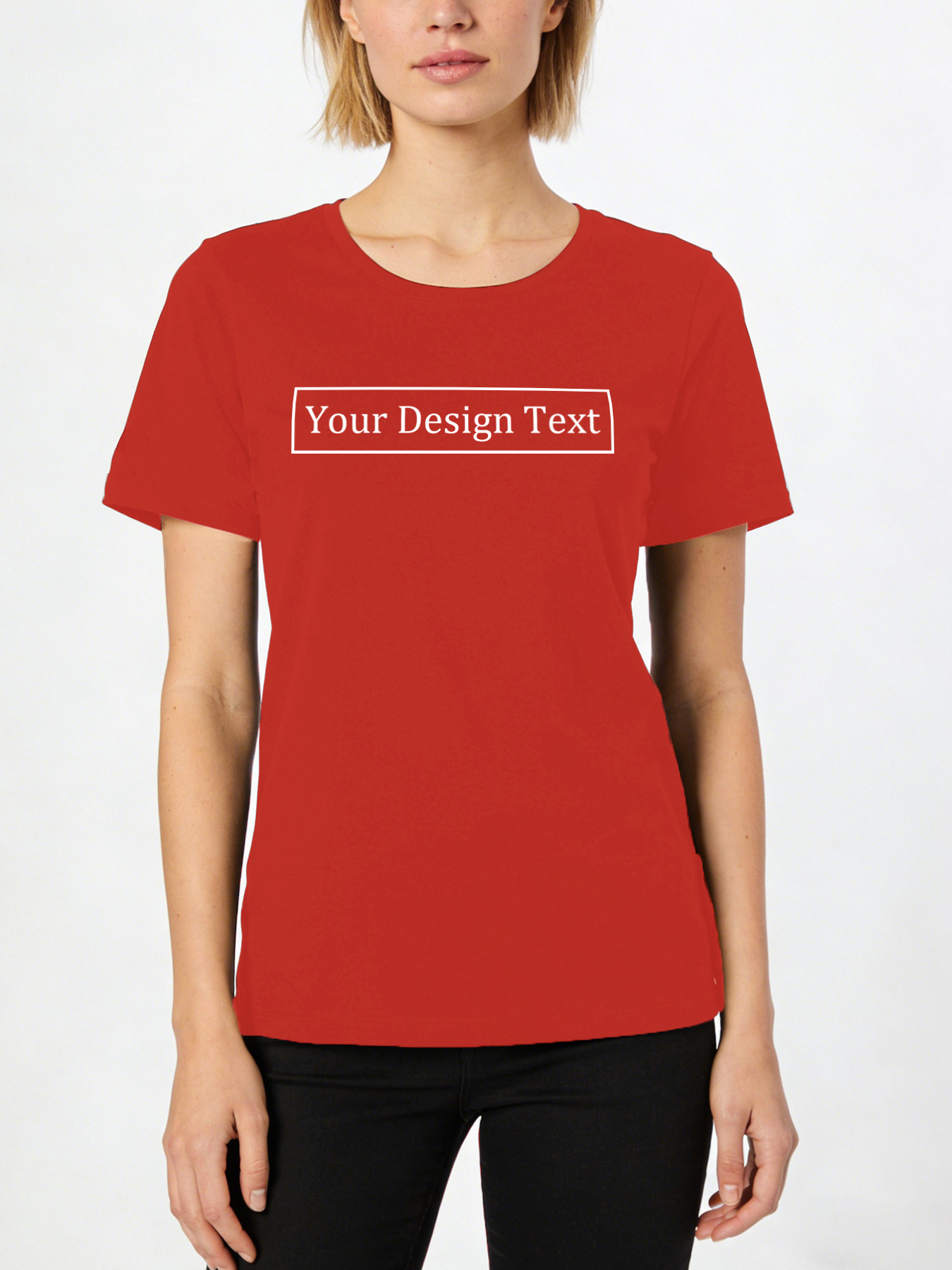 Women's Custom Short-Sleeve T-Shirt - Add Your Own Text Design | 100% Cotton | Machine Washable Crew Neck Short-Sleeve T-Shirt, Ideal for Company Team Building Attire, Work Shirts, and Holiday Gifts. Personalized Short-Sleeve T-Shirt.