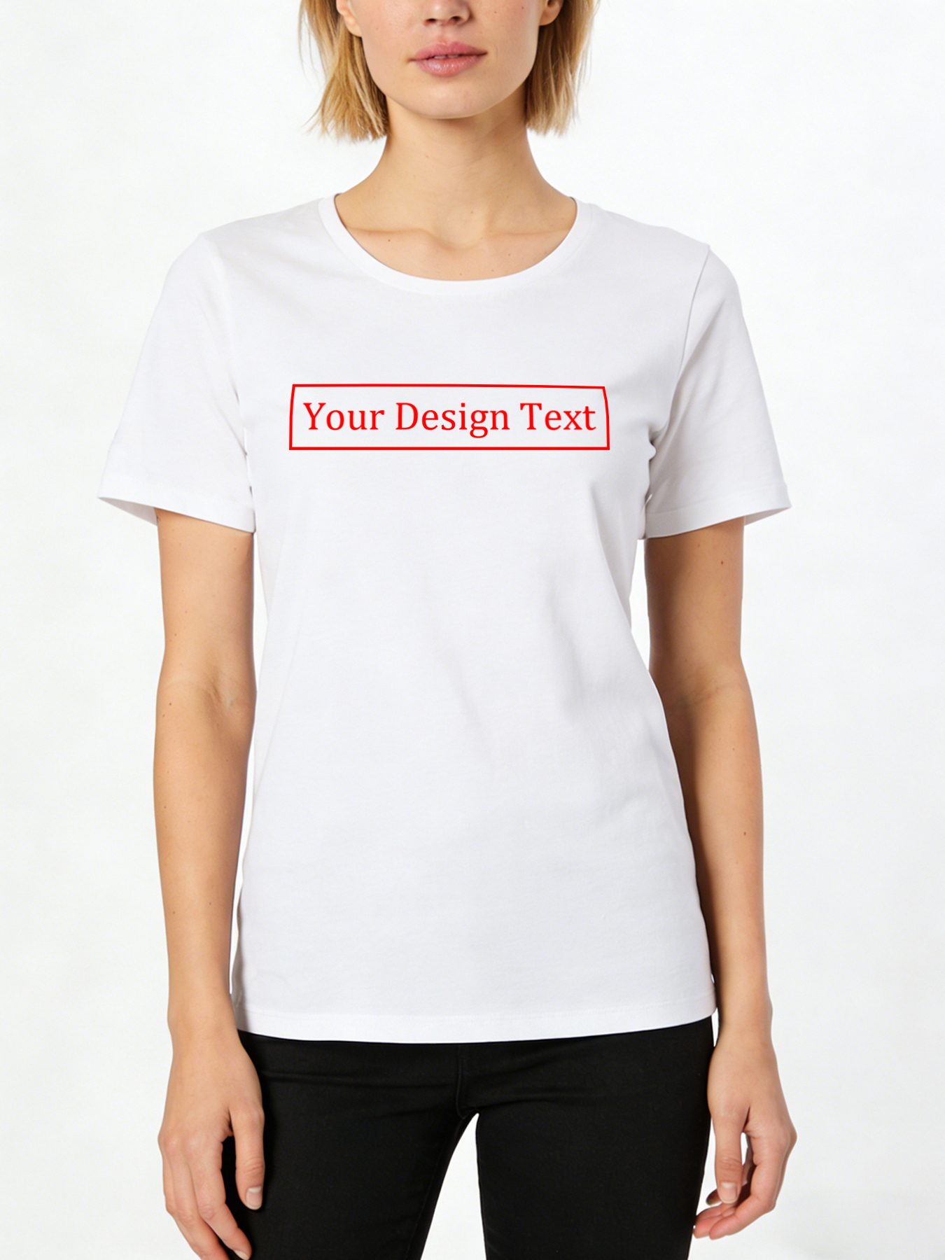 Women's Custom Short-Sleeve T-Shirt - Add Your Own Text Design | 100% Cotton | Machine Washable Crew Neck Short-Sleeve T-Shirt, Ideal for Company Team Building Attire, Work Shirts, and Holiday Gifts. Personalized Short-Sleeve T-Shirt.