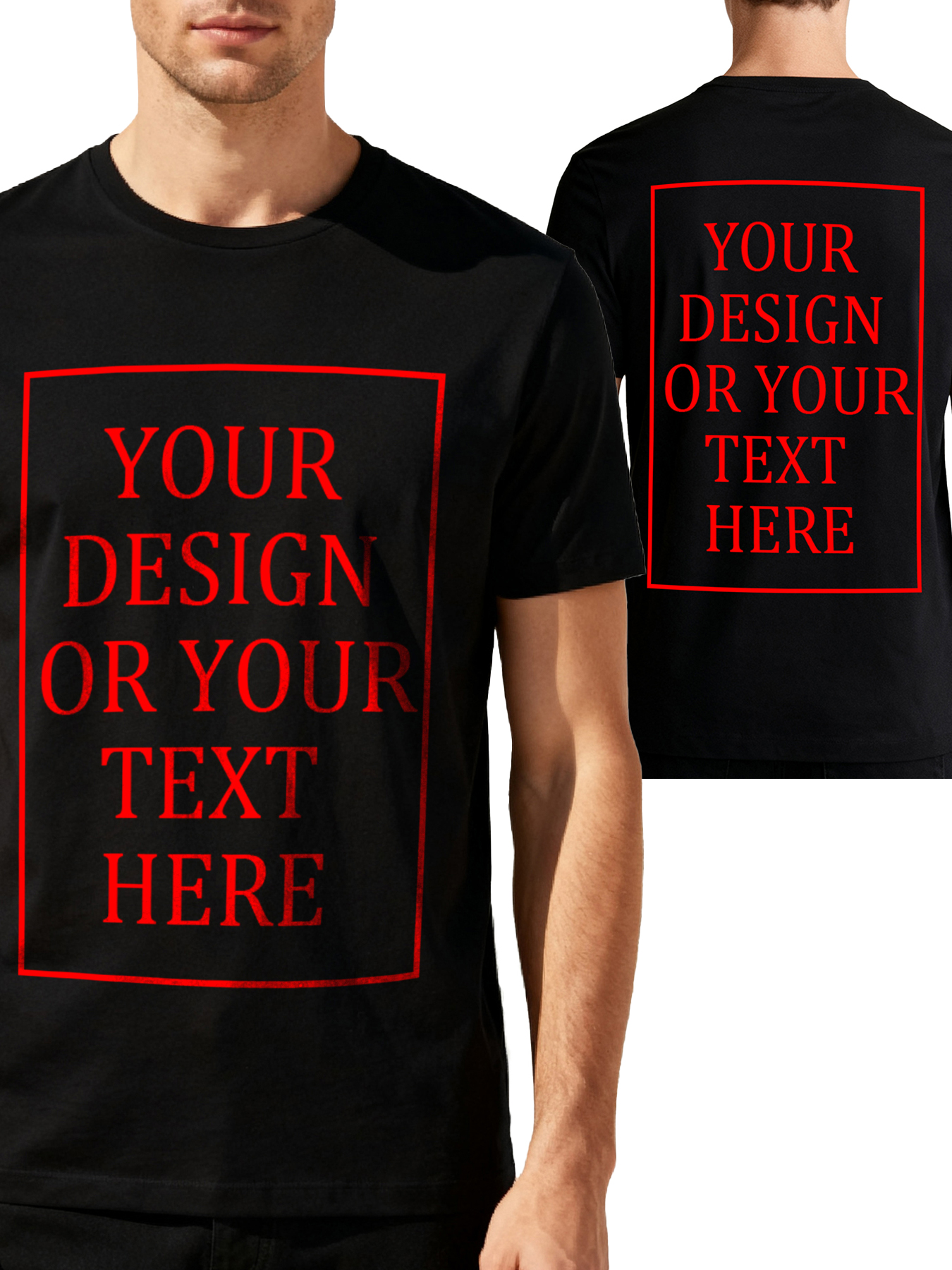 Men's Custom Short-Sleeve T-Shirt - Add Your Own Photo/Text Double-Sided Design