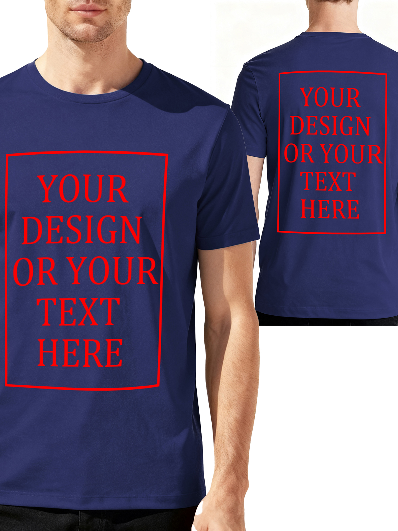 Men's Custom Short-Sleeve T-Shirt - Add Your Own Photo/Text Double-Sided Design