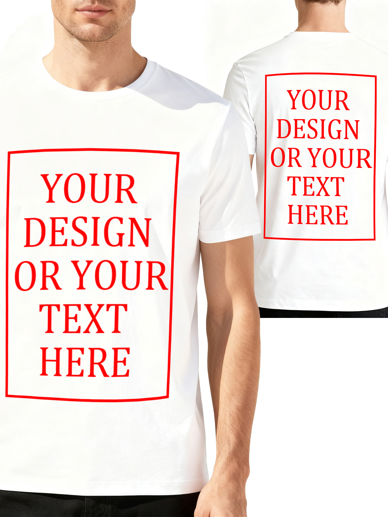 Men's Custom Short-Sleeve T-Shirt - Add Your Own Photo/Text Double-Sided Design