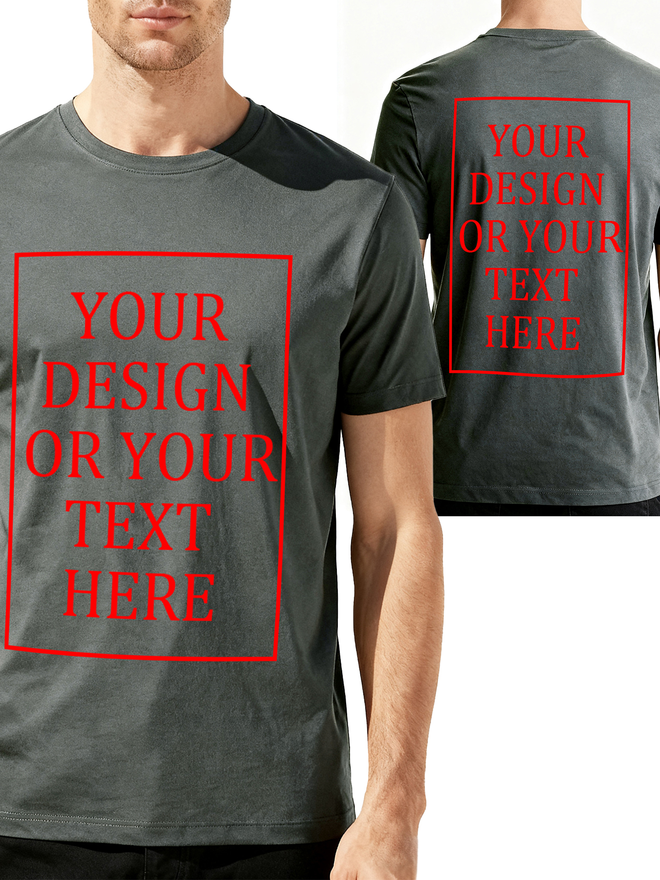 Men's Custom Short-Sleeve T-Shirt - Add Your Own Photo/Text Double-Sided Design