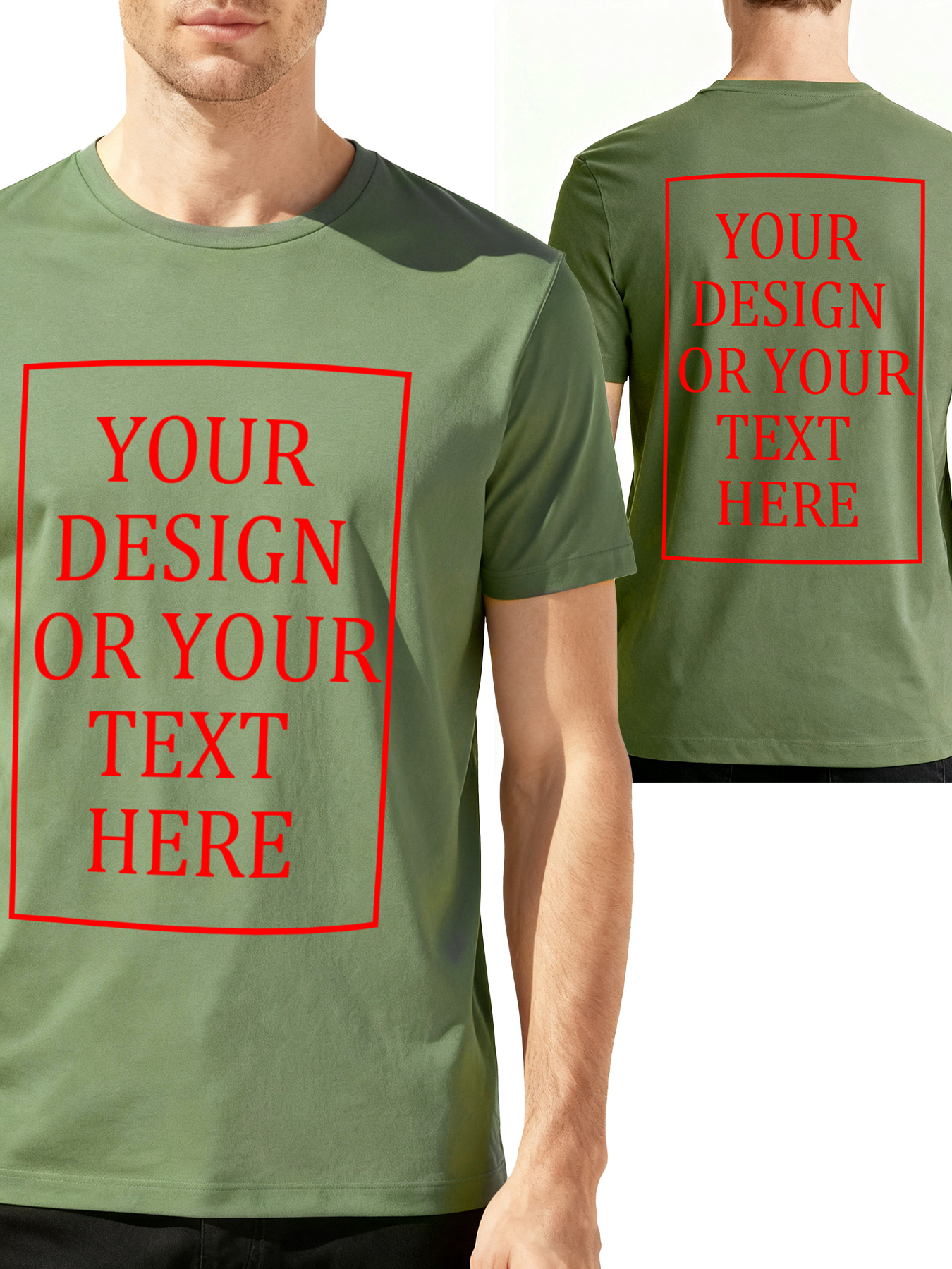 Men's Custom Short-Sleeve T-Shirt - Add Your Own Photo/Text Double-Sided Design