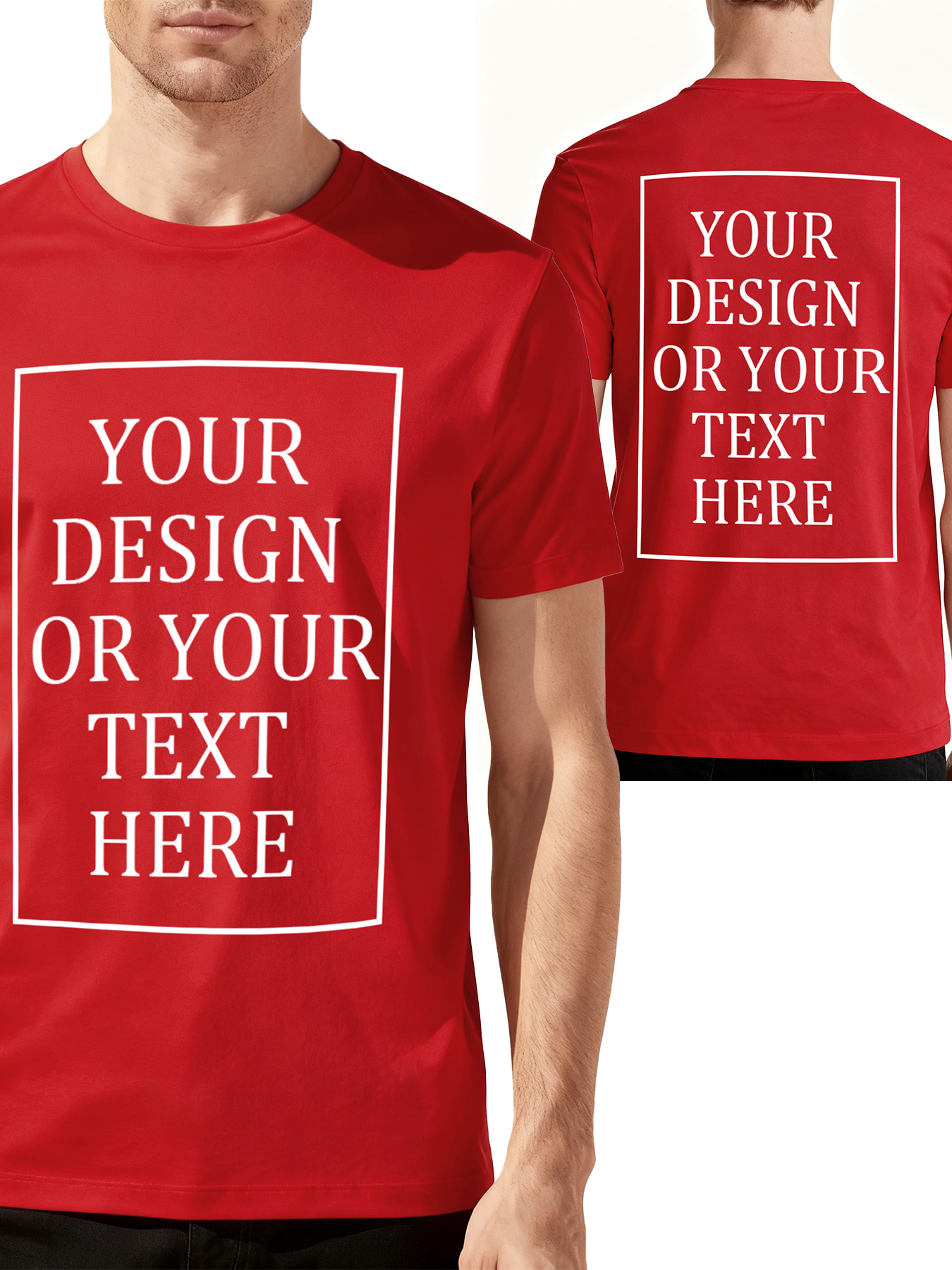 Men's Custom Short-Sleeve T-Shirt - Add Your Own Photo/Text Double-Sided Design