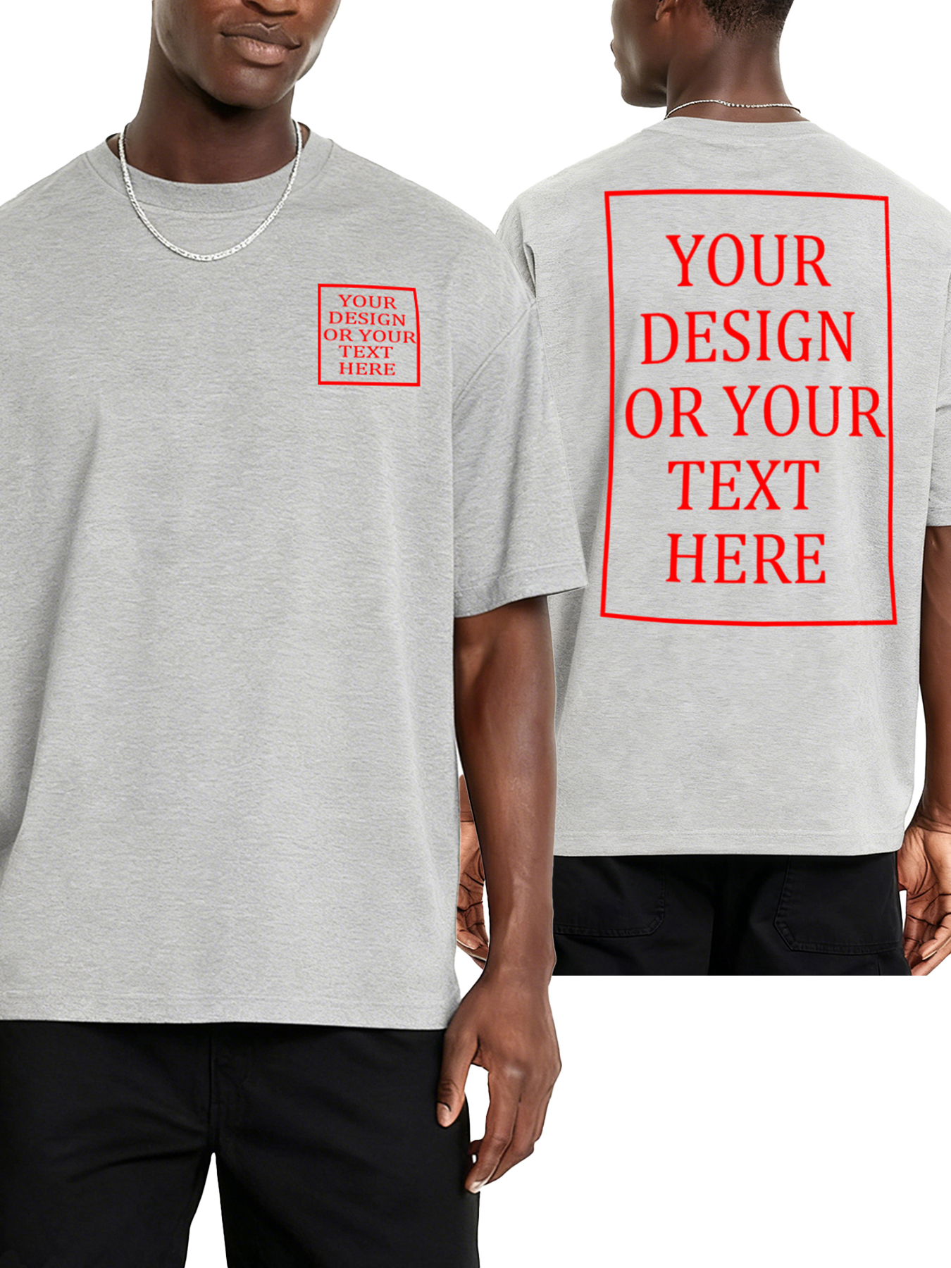 Men's Custom Short-Sleeve T-Shirt - Add Your Own Photo/Text Double-Sided Design
