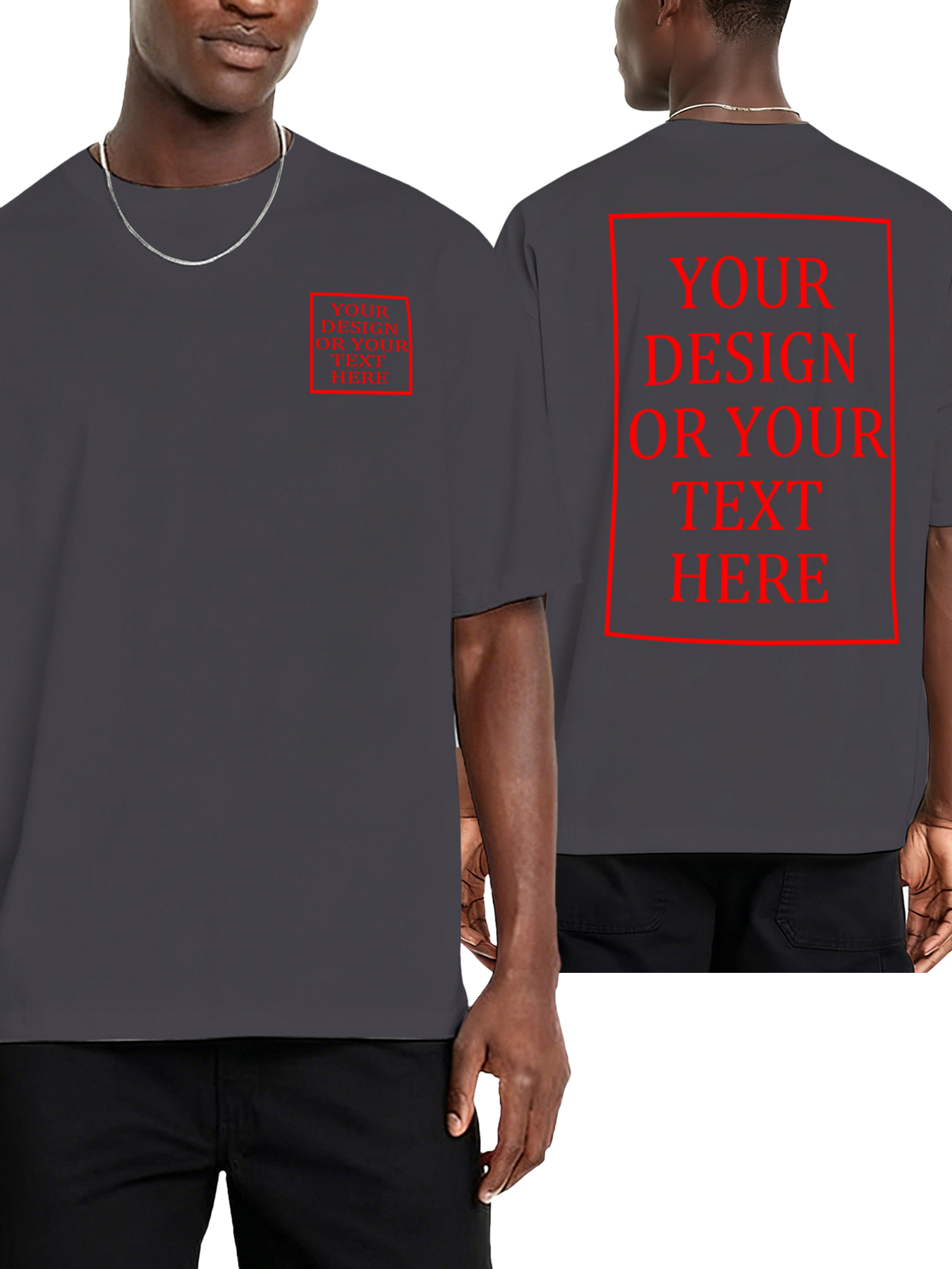 Men's Custom Short-Sleeve T-Shirt - Add Your Own Photo/Text Double-Sided Design