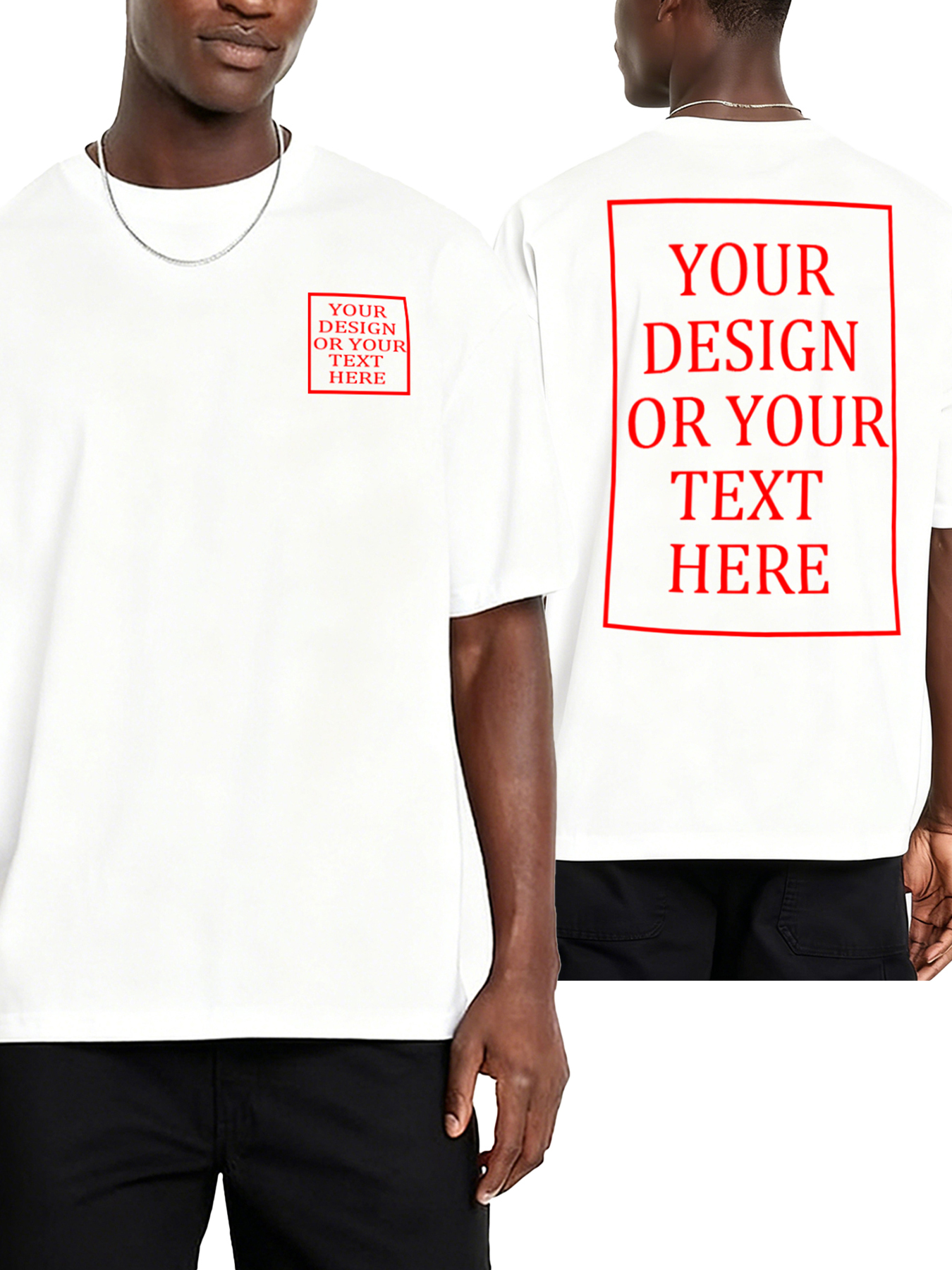 Men's Custom Short-Sleeve T-Shirt - Add Your Own Photo/Text Double-Sided Design