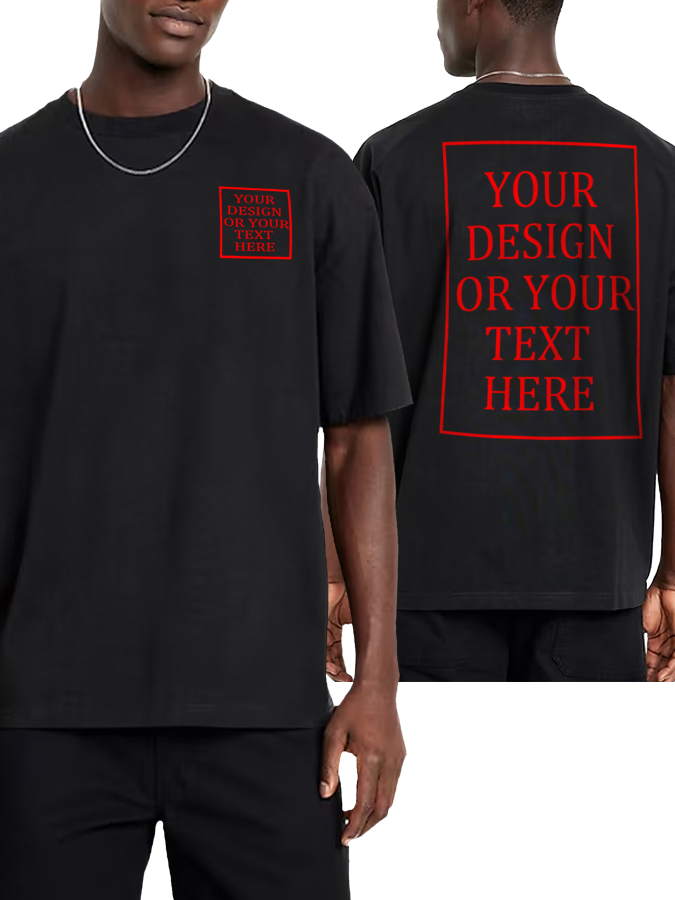 Men's Custom Short-Sleeve T-Shirt - Add Your Own Photo/Text Double-Sided Design
