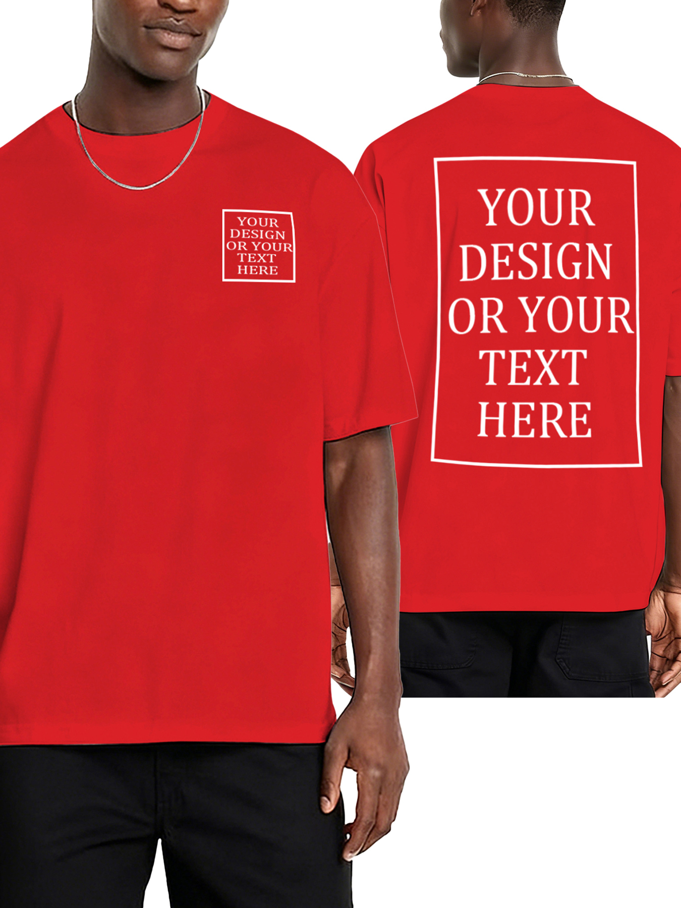 Men's Custom Short-Sleeve T-Shirt - Add Your Own Photo/Text Double-Sided Design