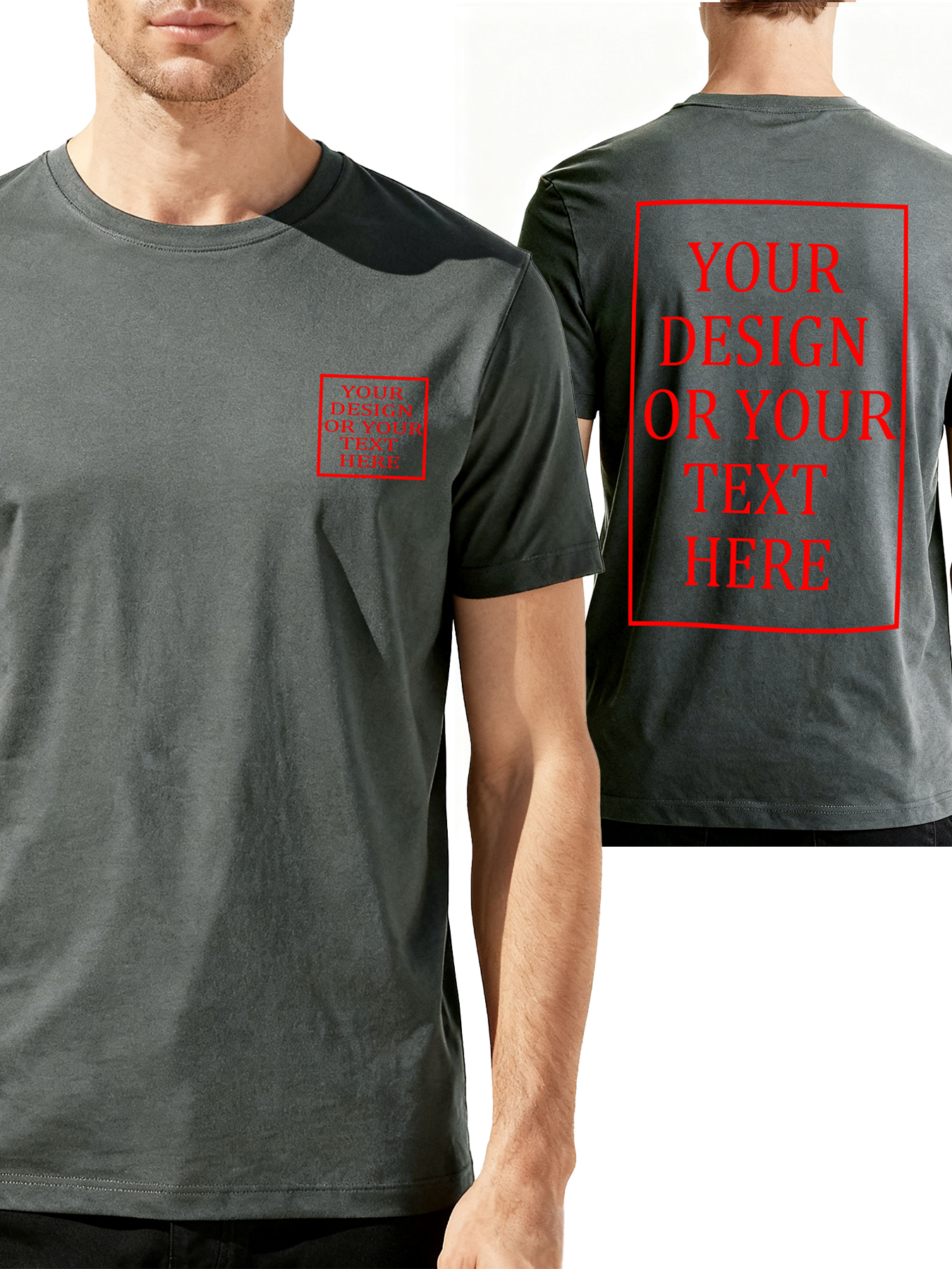 Men's Custom Short-Sleeve T-Shirt - Add Your Own Photo/Text Double-Sided Design