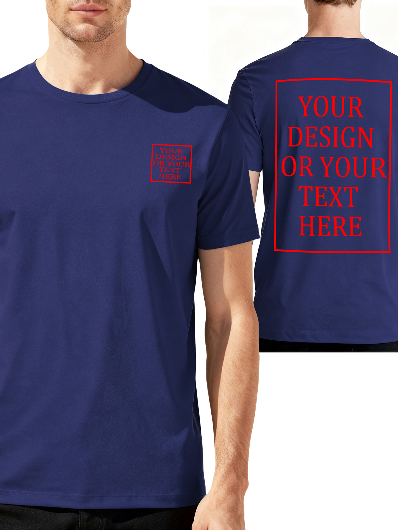 Men's Custom Short-Sleeve T-Shirt - Add Your Own Photo/Text Double-Sided Design