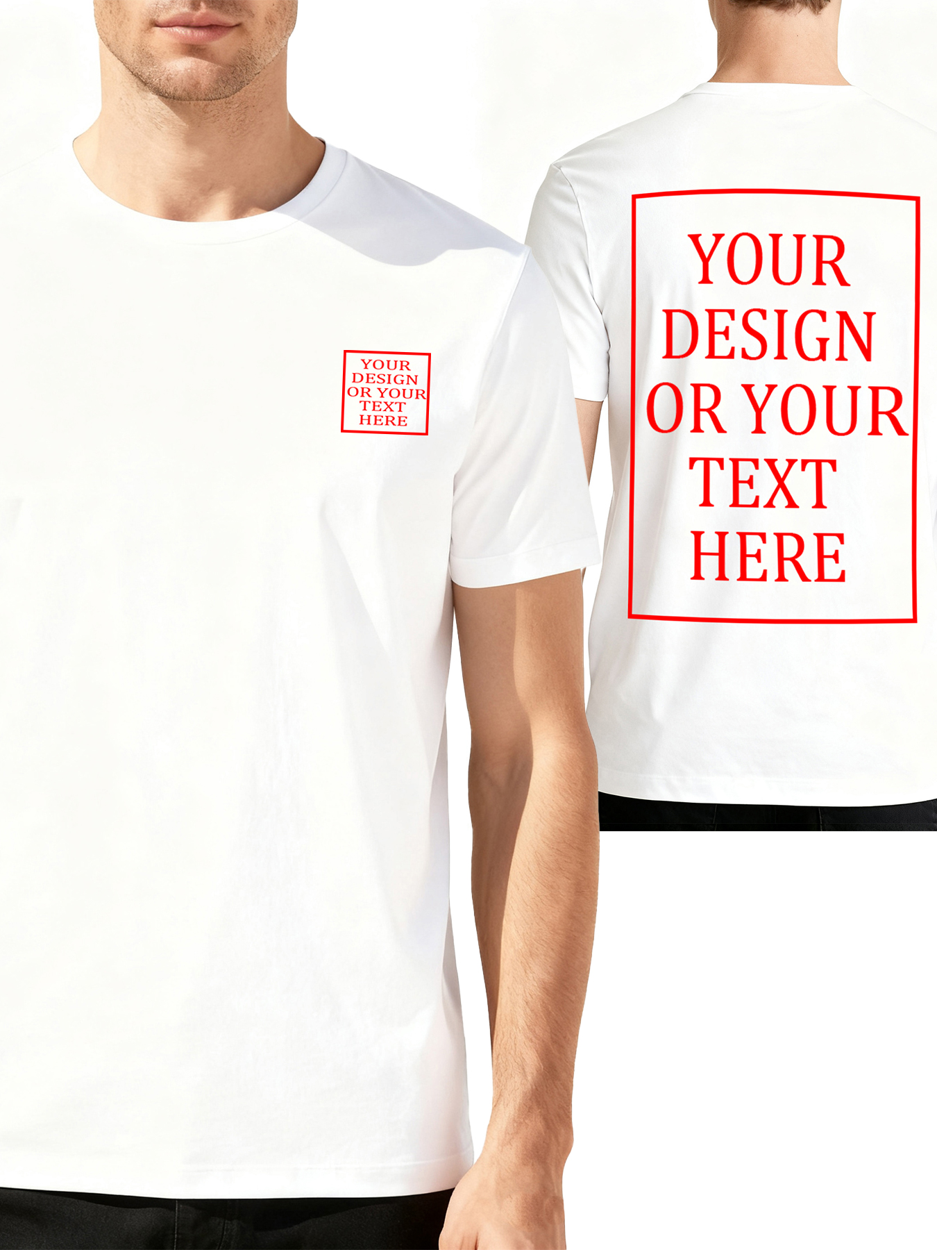 Men's Custom Short-Sleeve T-Shirt - Add Your Own Photo/Text Double-Sided Design