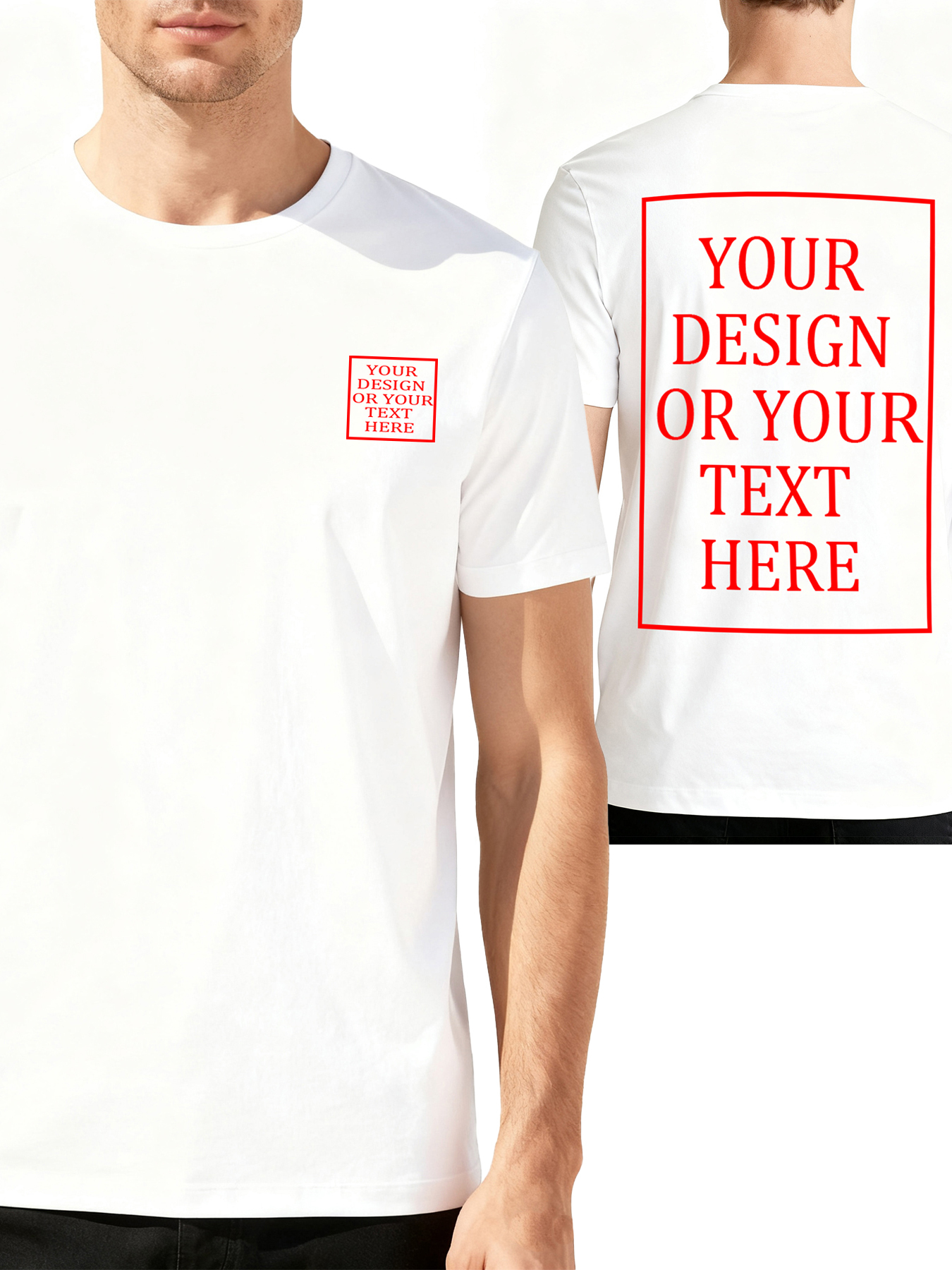 Men's Custom Short-Sleeve T-Shirt - Add Your Own Photo/Text Double-Sided Design