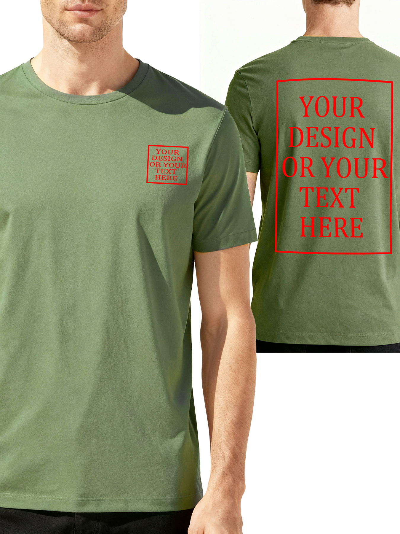 Men's Custom Short-Sleeve T-Shirt - Add Your Own Photo/Text Double-Sided Design