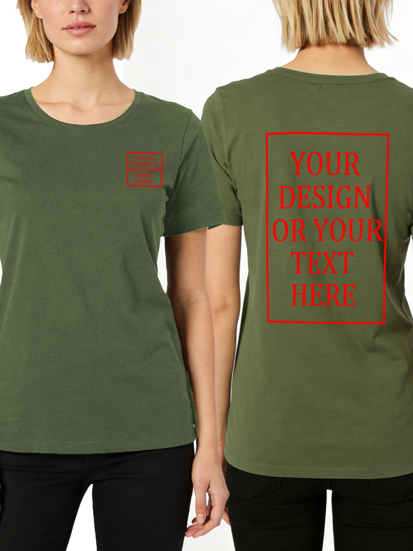 Women's Custom Short-Sleeve T-Shirt - Add Your Own Photo/Text Double-Sided Design