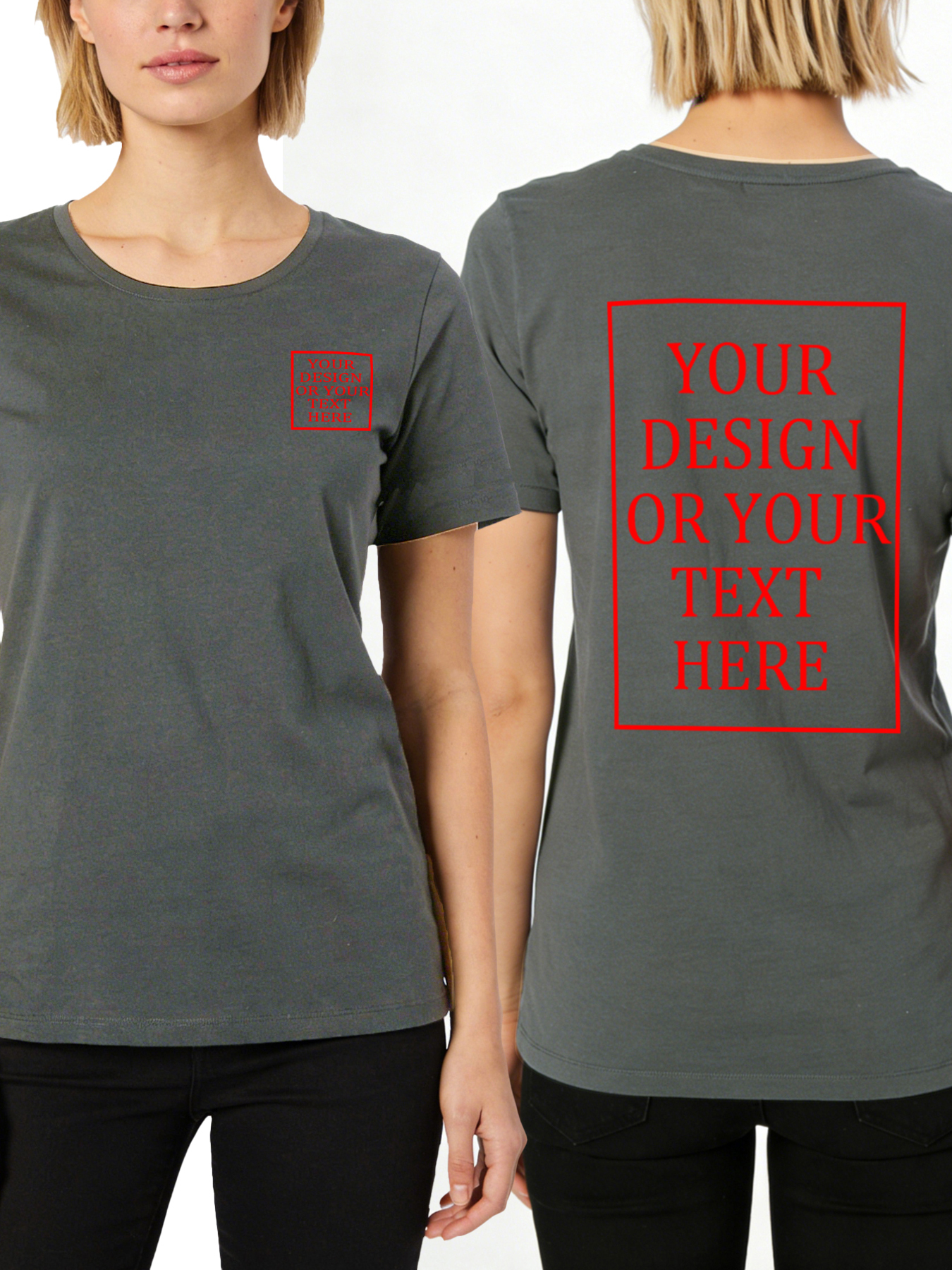 Women's Custom Short-Sleeve T-Shirt - Add Your Own Photo/Text Double-Sided Design