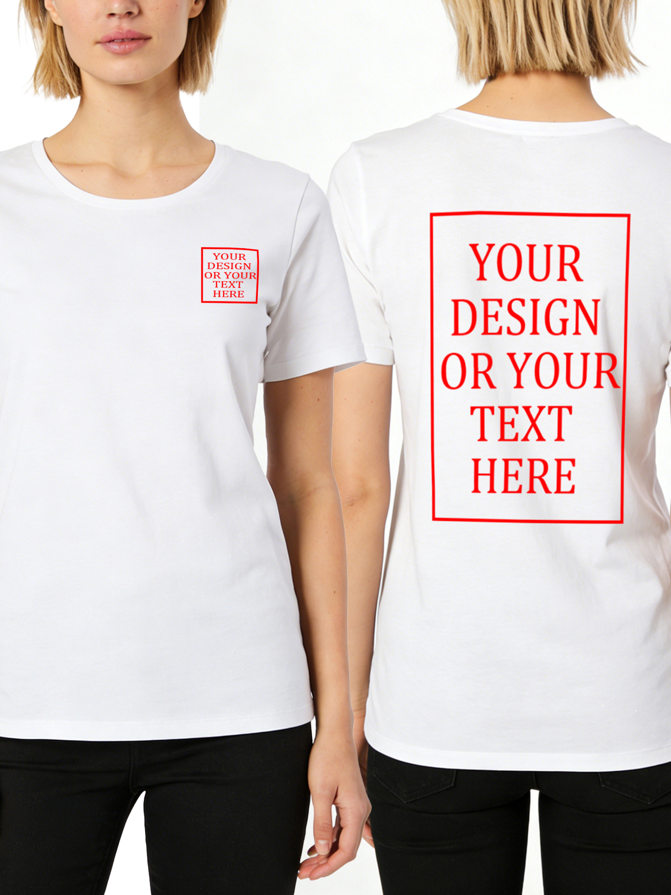 Women's Custom Short-Sleeve T-Shirt - Add Your Own Photo/Text Double-Sided Design