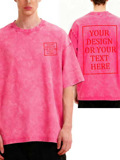 Men's Custom Retro Washed Short-Sleeve T-Shirt - Add Your Own Photo/Text Double-Sided Design