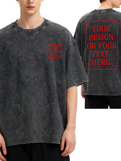 Men's Custom Retro Washed Short-Sleeve T-Shirt - Add Your Own Photo/Text Double-Sided Design