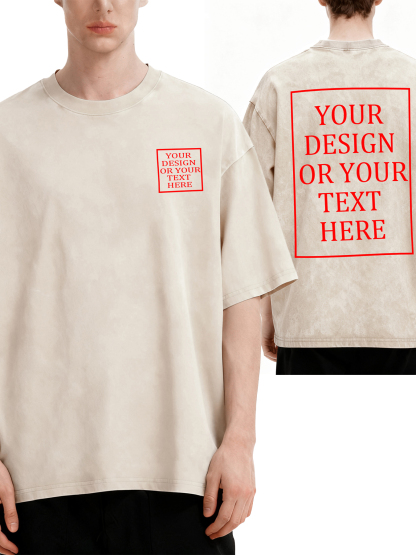 Men's Custom Retro Washed Short-Sleeve T-Shirt - Add Your Own Photo/Text Double-Sided Design