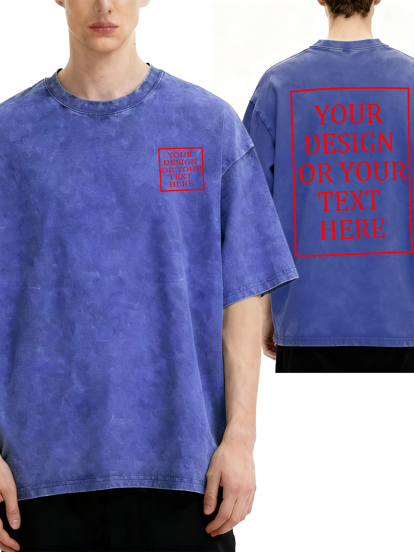 Men's Custom Retro Washed Short-Sleeve T-Shirt - Add Your Own Photo/Text Double-Sided Design