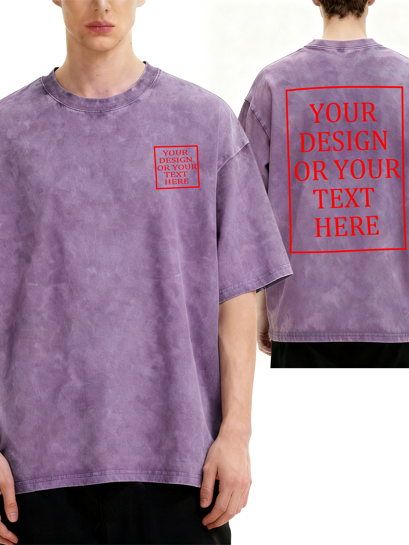 Men's Custom Retro Washed Short-Sleeve T-Shirt - Add Your Own Photo/Text Double-Sided Design