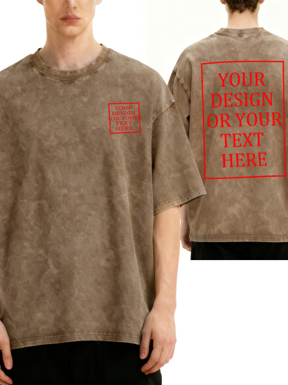 Men's Custom Retro Washed Short-Sleeve T-Shirt - Add Your Own Photo/Text Double-Sided Design