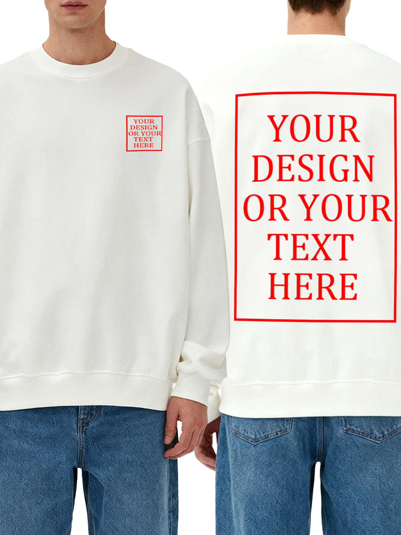 Men's Custom Crew Neck Sweatshirt - Add your own photo/text double-sided design