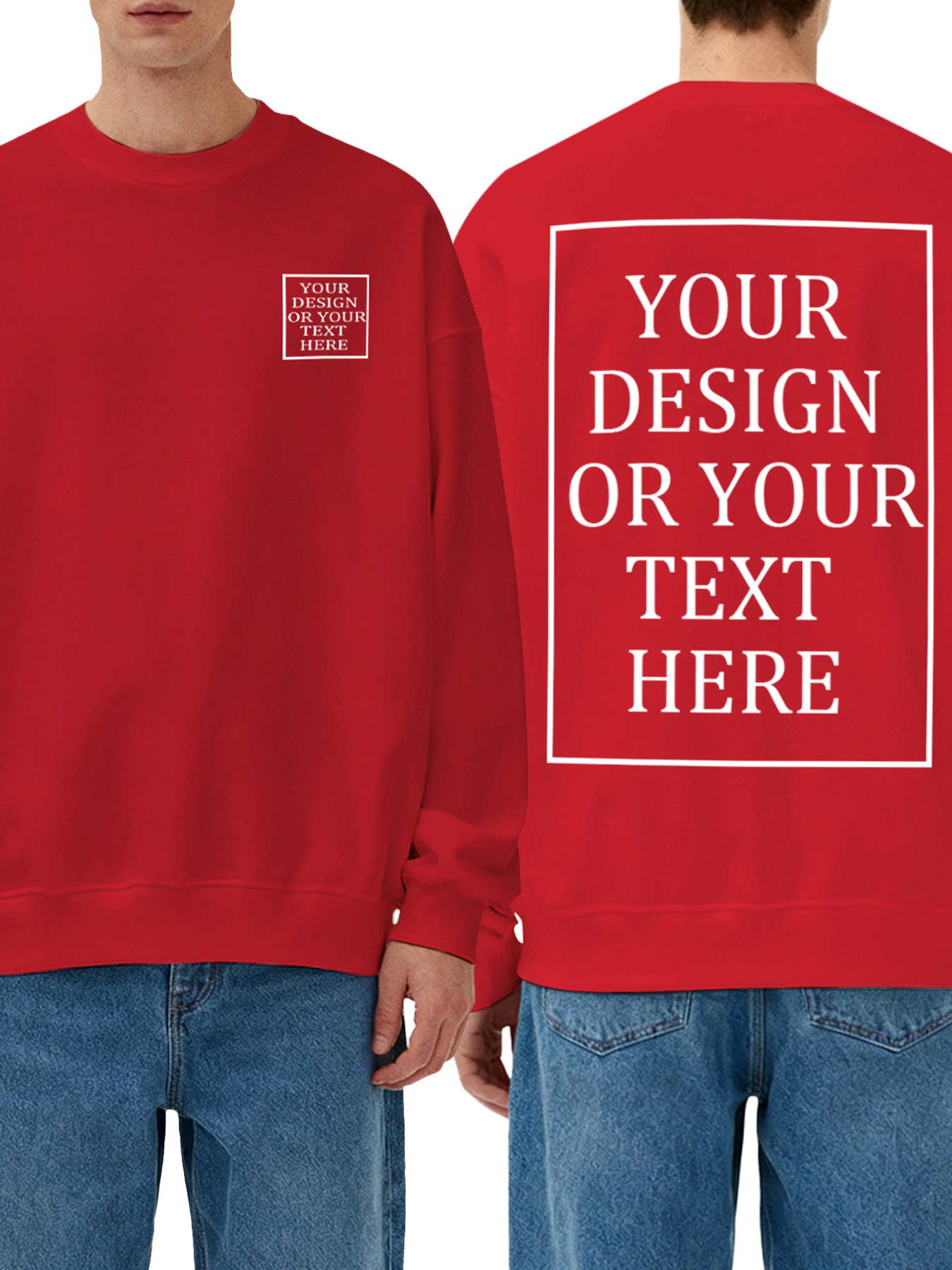 Men's Custom Crew Neck Sweatshirt - Add your own photo/text double-sided design