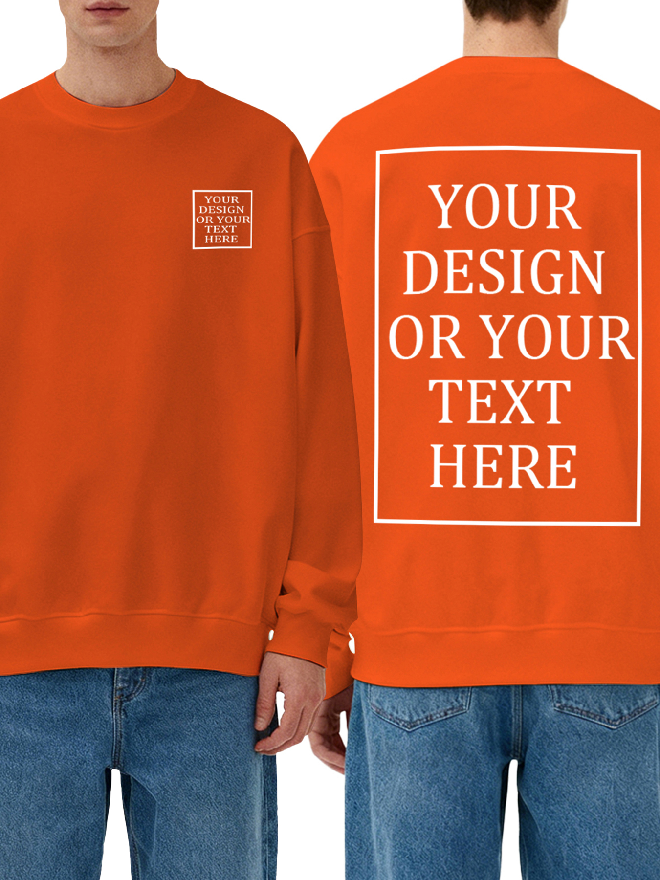 Men's Custom Crew Neck Sweatshirt - Add your own photo/text double-sided design