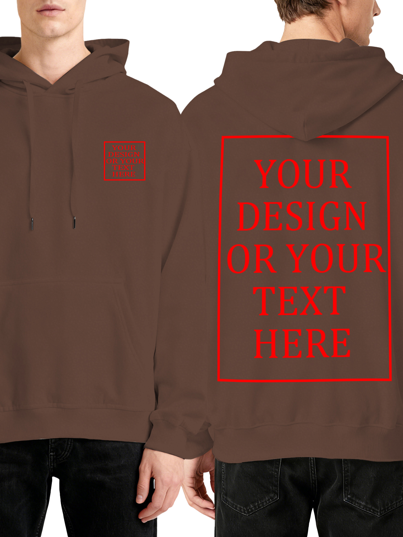 Men's Custom Hooded Sweatshirt - Double-sided Design with Your Own Photo/Text