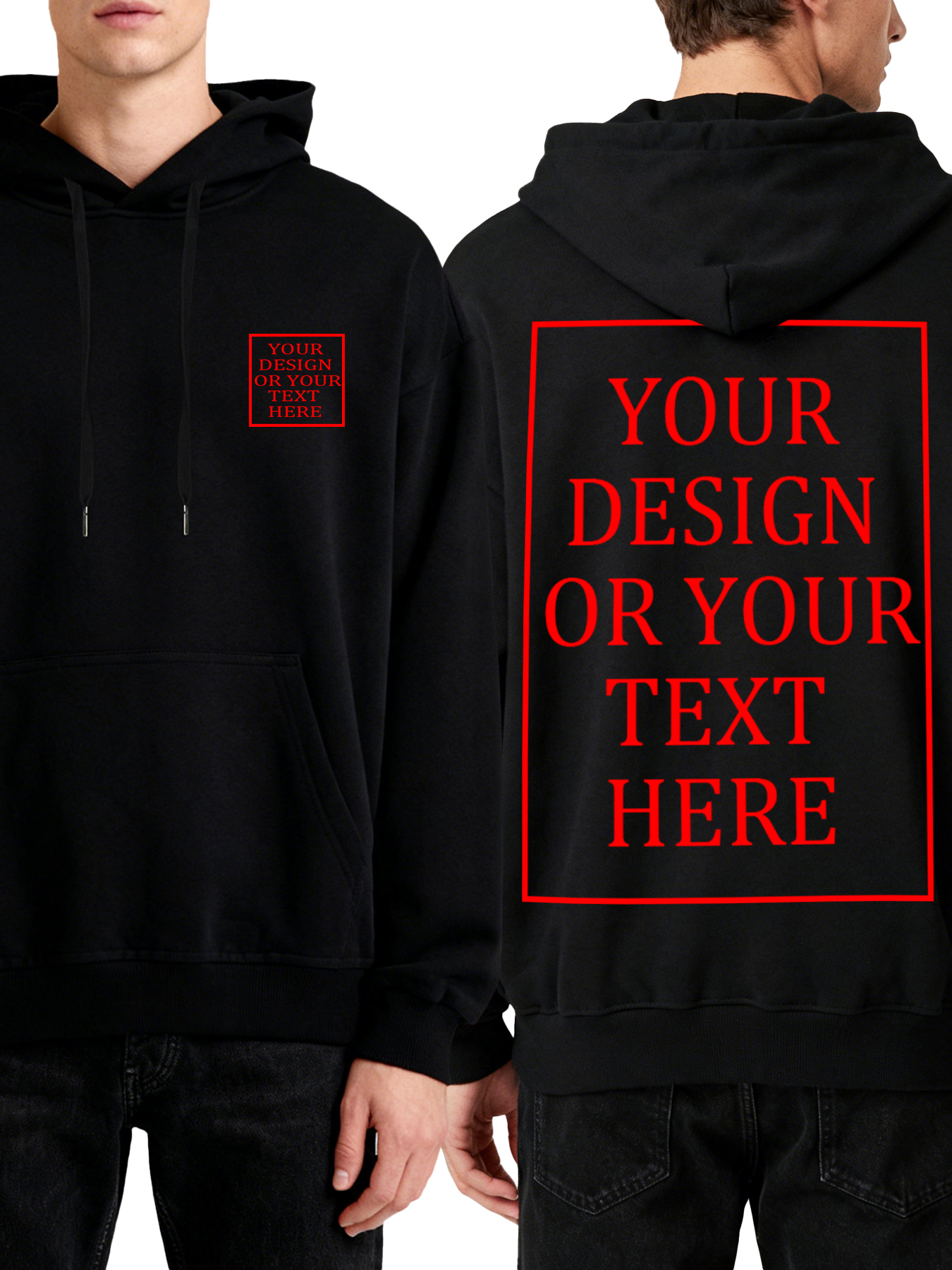 Men's Custom Hooded Sweatshirt - Double-sided Design with Your Own Photo/Text